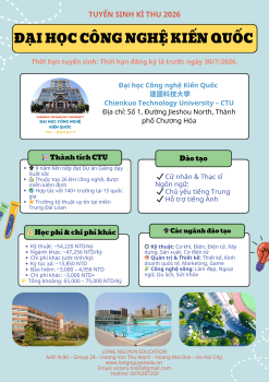 Thông tin tuyển sinh Đại học công nghệ Kiến Quốc kỳ thu 2026